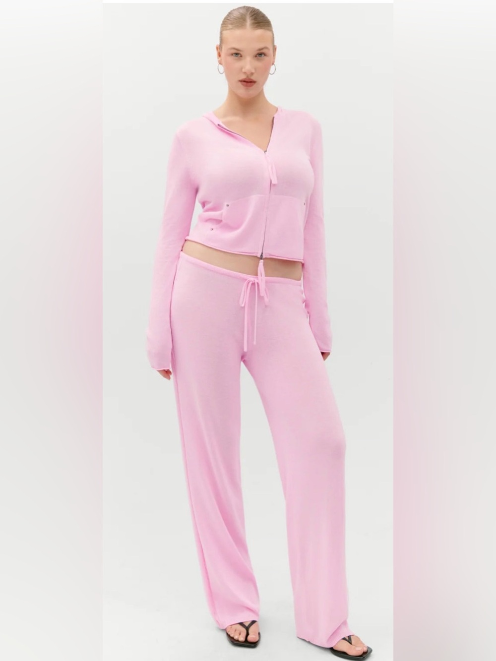 Frankie’s Bikinis Ela Low Rise Knit Pants (XS) and Atlas Zip Up Hoodie (S) Set
